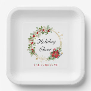 Assiettes En Carton Couronne de poinsettia pour la joie des Fêtes, per