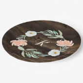 Assiettes En Carton Couronne de romance florale rustique | Mariage (Angle)