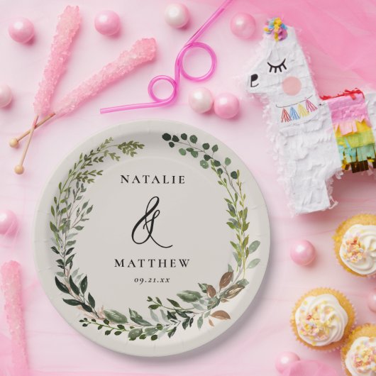 Assiettes En Carton Couronne feuillage rustique fête de mariage d'hive (Fête)