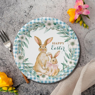 Assiettes En Carton Couronne florale à l'aquarelle Joyeuses Pâques
