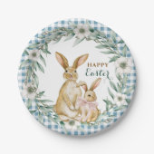 Assiettes En Carton Couronne florale à l'aquarelle Joyeuses Pâques (Devant)