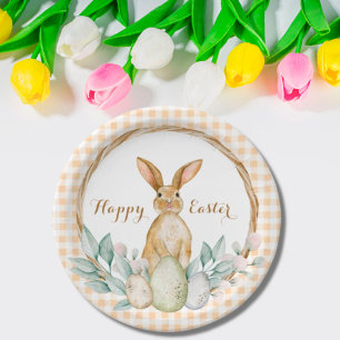 Assiettes En Carton Couronne florale aquarelle écossaise Joyeuses Pâqu
