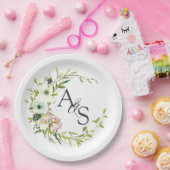 Assiettes En Carton Couronne florale monographique Blush & White (Fête)