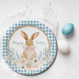 Assiettes En Carton Couronne florale pastel à l'aquarelle pour Pâques