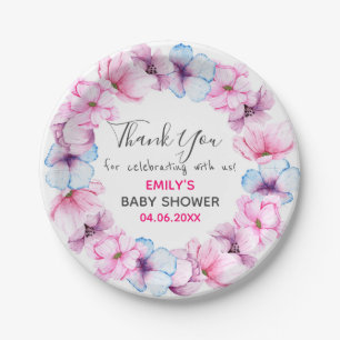 Assiettes En Carton Couronne florale rose jolie remerciement Baby Show