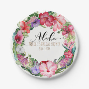 Assiettes En Carton Couronne florale tropicale Aloha pour mariage et f