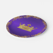 Assiettes En Carton Couronne royale d'or pourpre (Angle)