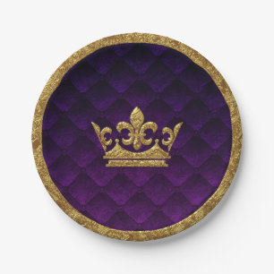 Assiettes En Carton Couronne Royale Pourpre et Or Élégante Histoire Ro