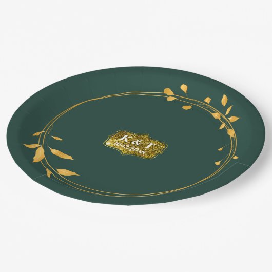 Assiettes En Carton Couronne simple Emerald et Gold (Angle)