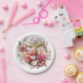 Assiettes En Carton Couronnes de Noël, fleurs rouges et baies (Fête)