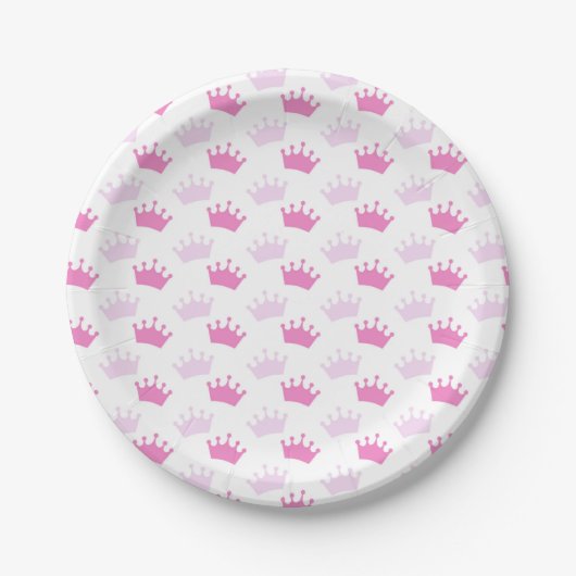 Assiettes En Carton Couronnes royales roses Fairytale Princess Baby sh (Devant)