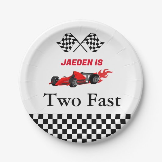 Assiettes En Carton Course automobile garçon 2ème anniversaire (Devant)
