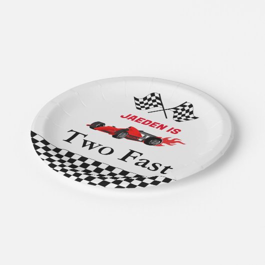 Assiettes En Carton Course automobile garçon 2ème anniversaire (Angle)