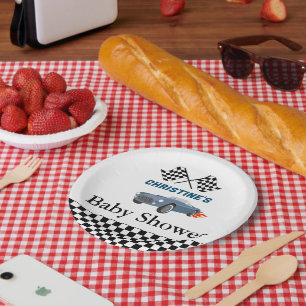 Assiettes En Carton Course de voiture garçon Baby shower