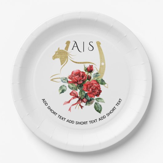 Assiettes En Carton Course moderne Horse Derby & Boissons Fête équestr (Devant)