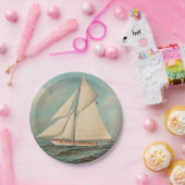 Assiettes En Carton Course Nautique Vintage Yachts #1 (Fête)