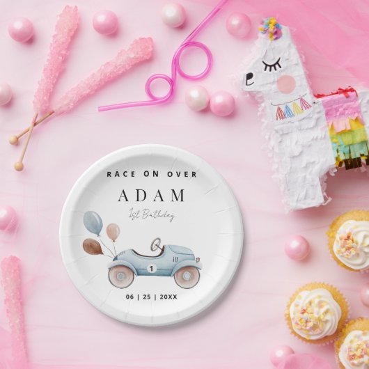 Assiettes En Carton Course voiture Anniversaire Invitation, Fast un An (Fête)
