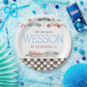 Assiettes En Carton Course Voiture Anniversaire Plaques en papier (Fête)