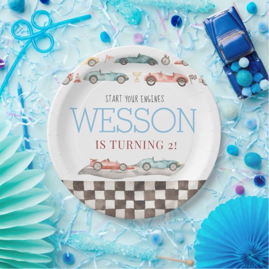 Assiettes En Carton Course Voiture Anniversaire Plaques en papier (Fête)