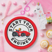 Assiettes En Carton Course voiture Commencer vos moteurs Anniversaire  (Fête)