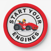 Assiettes En Carton Course voiture Commencer vos moteurs Anniversaire  (Devant)