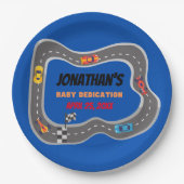 Assiettes En Carton Course Voitures Racetrack Baby Boy Dedication (Devant)