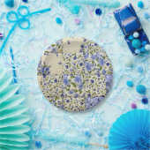 Assiettes En Carton courtepointe à patchwork floral bleu (Fête)