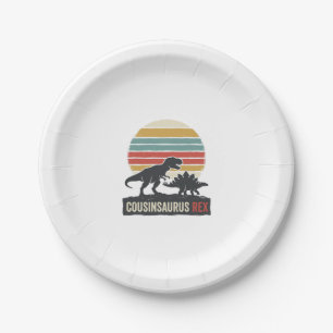 Assiettes En Carton Cousinsaurus Rex Drôle Dinosaure Vintage T-Shirt D
