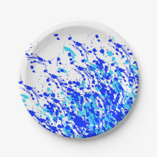 Assiettes En Carton Coussins de peinture bleu