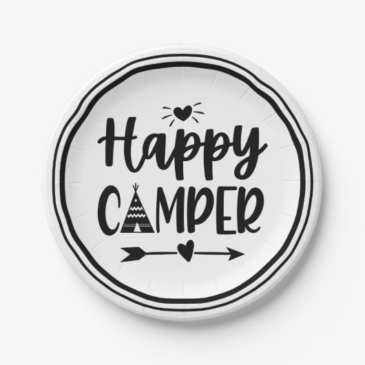 Assiettes En Carton Coute Happy Camper Boho (Devant)