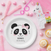 Assiettes En Carton Coute Panda Baby Party Pink Black White (Fête)