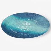 Assiettes En Carton Coutume blanche de mariage de plage de sable (Angle)