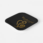 Assiettes En Carton Coutume Famille Réunion Noir Or Coeurs Liés (Angulaire)