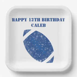 Assiettes En Carton Coutume Football fête d'anniversaire Bleu Blanc