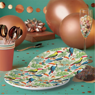 Assiettes En Carton Couvert de Toucan Tropical