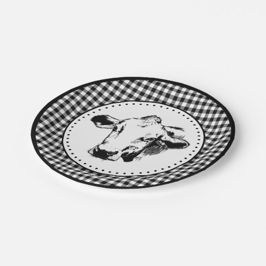 Assiettes En Carton Cow En vichy Ferme (Angle)