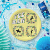 Assiettes En Carton Cowboy à cheval howdy y all Bottes jaune (Fête)