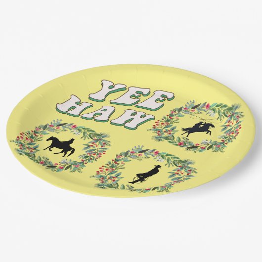 Assiettes En Carton Cowboy à cheval howdy y all Bottes jaune (Angle)