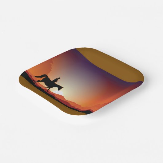 Assiettes En Carton Cowboy À Cheval Plaques En Papier (Angulaire)