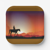 Assiettes En Carton Cowboy À Cheval Plaques En Papier (Recto)