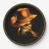 ASSIETTES EN CARTON COWBOY CASQUETTE & BOOTS PAPIER PLAQUES (Devant)