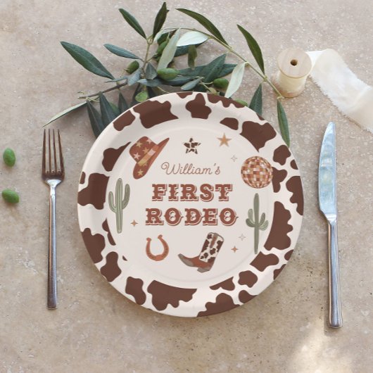 Assiettes En Carton Cowboy First Rodeo Wild West fête d'anniversaire