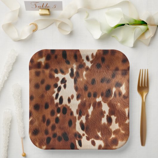 Assiettes En Carton Cowboy noir Brown occidental (Mariage)