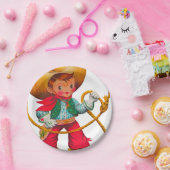 Assiettes En Carton Cowboy Retro Boy Child Cute Western (Fête)