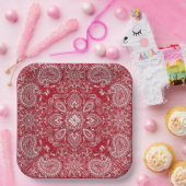 Assiettes En Carton Cowboy rouge et blanc (Fête)