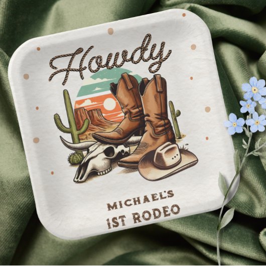 Assiettes En Carton Cowboy Western Rodeo Enfants d'anniversaire