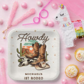 Assiettes En Carton Cowboy Western Rodeo Enfants d'anniversaire (Fête)