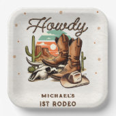Assiettes En Carton Cowboy Western Rodeo Enfants d'anniversaire (Recto)