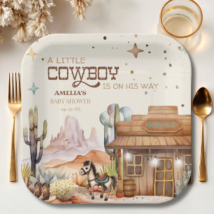 Assiettes En Carton Cowboy Western Vintage
