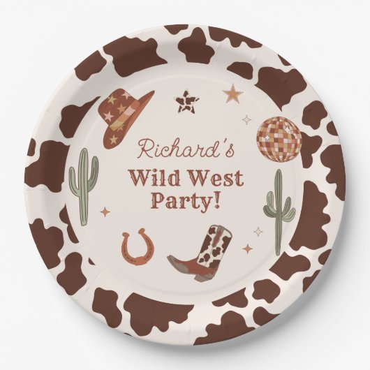 Assiettes En Carton Cowboy Wild West fête d'anniversaire garçon (Devant)